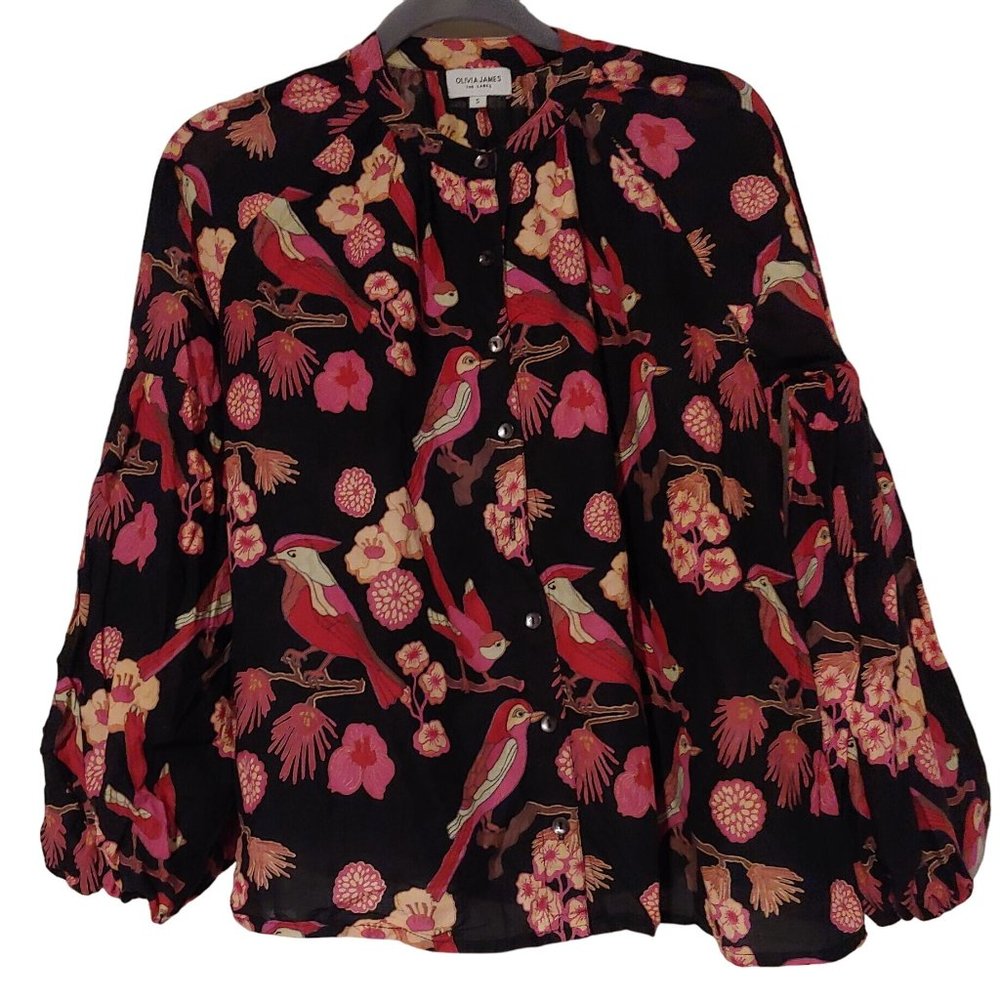 Colorful Bird Print Blouse